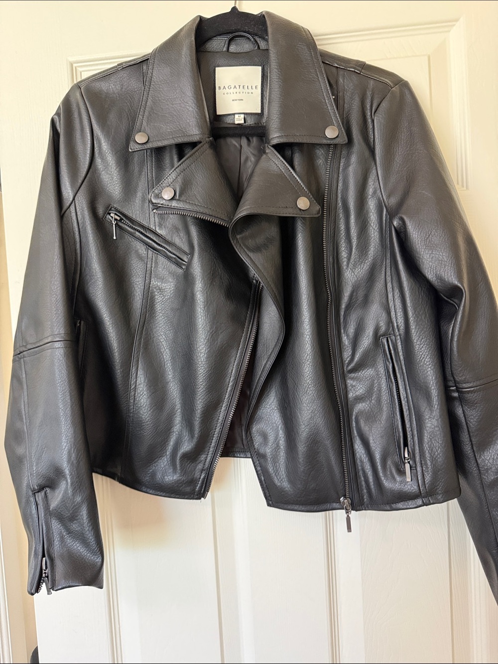 Bagatelle Black Leather Asymmetric Biker Jacket